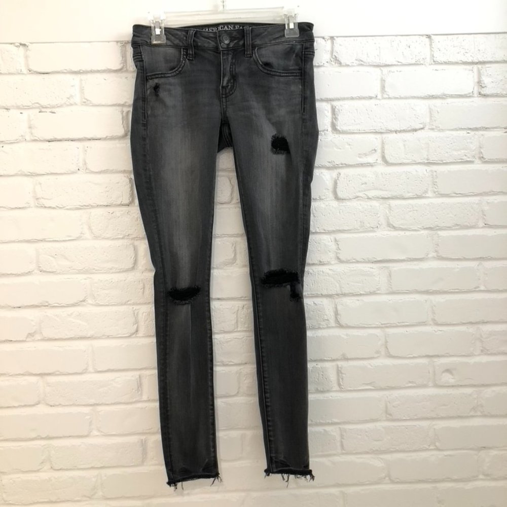 American Eagle Super Low Super Stretch Distressed Jeggings